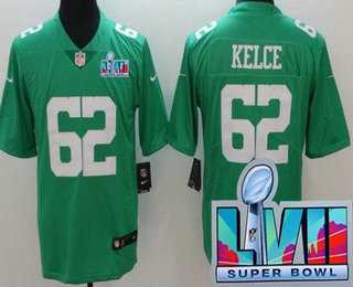 Mens Philadelphia Eagles #62 Jason Kelce Limited Green Rush Super Bowl LVII Vapor Jersey->philadelphia eagles->NFL Jersey